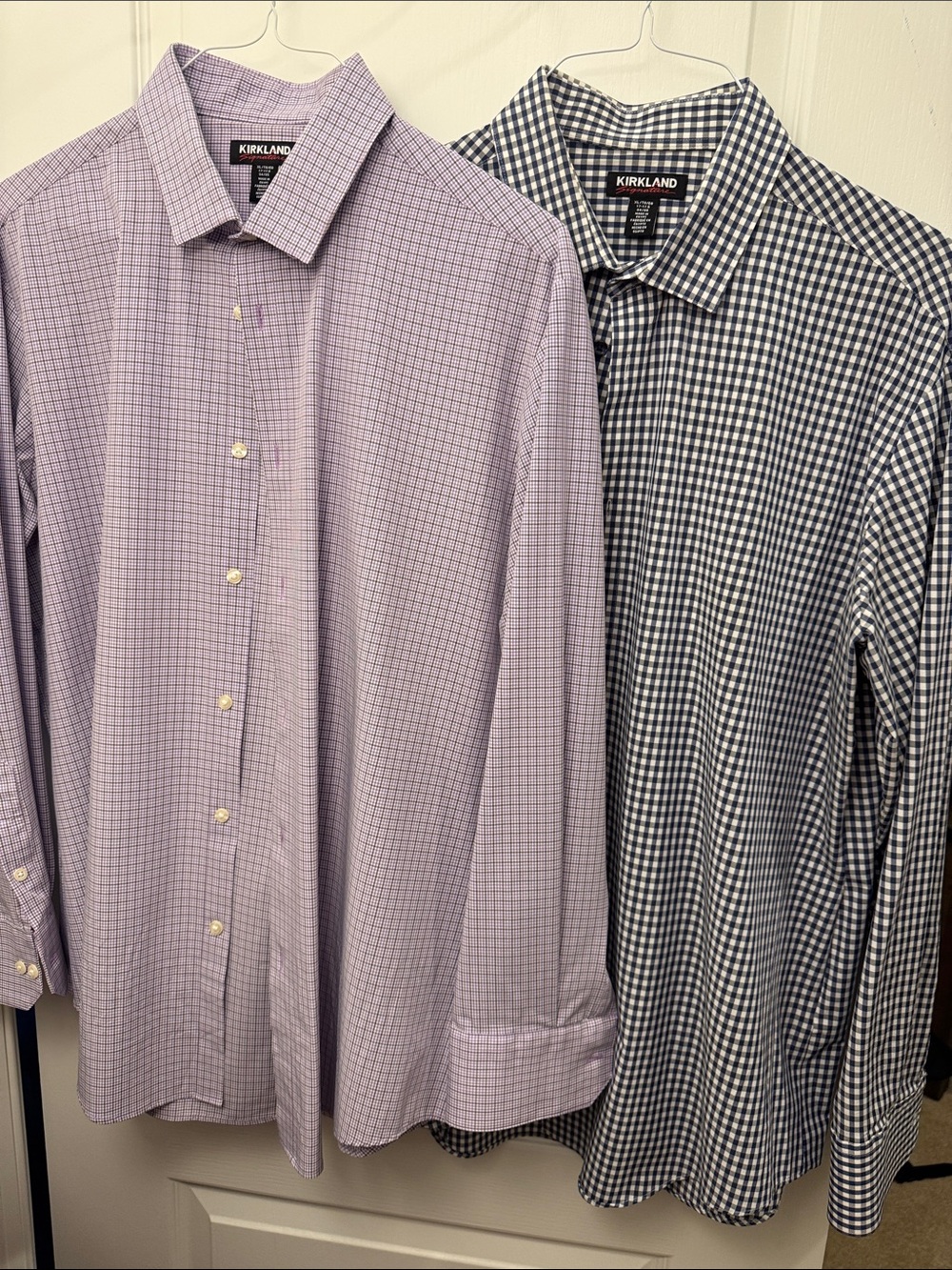 Kirkland Signature Lavender Check & Blue Gingham Dress Shirts